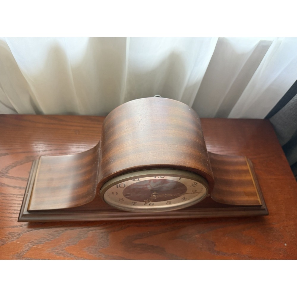 Vintage Elgin Welby Mahogany Humpback Franz Hermle Art Deco Mantle Clock Germany - Picture 4 of 16